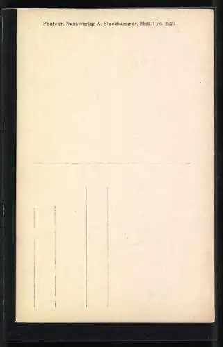 Foto-AK A. Stockhammer: Hall /Tirol, Kirche und Marktplatz