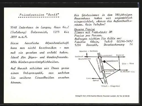 AK Zederhaus im Lungau, Privatpension Bartl, Innenansichten