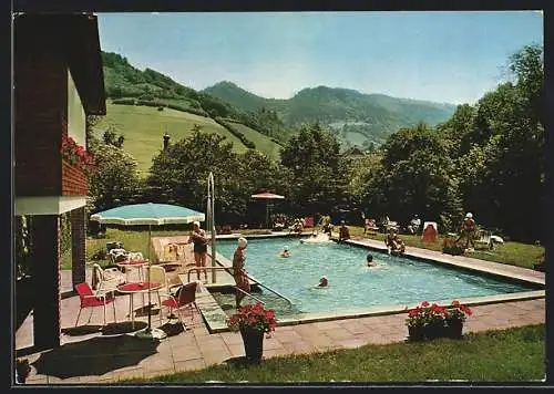 AK Obermünstertal /Schwarzwald, Schwarzwaldgasthof Spielweg, Schwimmbad