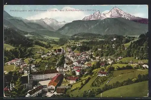 AK Berchtesgaden, Teilansicht mit Watzmann und Schönfeldspitze