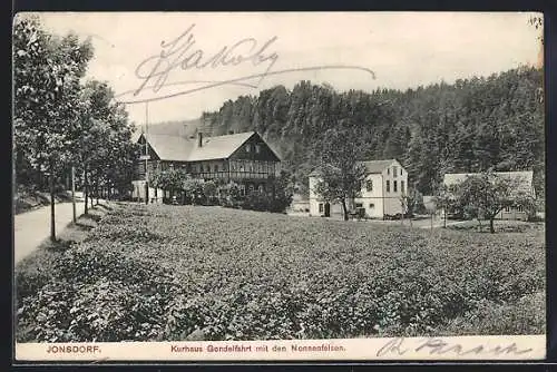 AK Kurort Jonsdorf, Kurhaus Gondelfahrt mit Nonnenfelsen