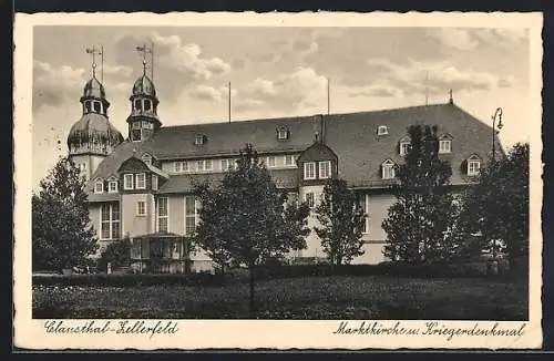 AK Clausthal-Zellerfeld, Marktkirche und Kriegerdenkmal