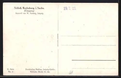 Künstler-AK Rochsburg, Schloss Rochsburg, Eingang