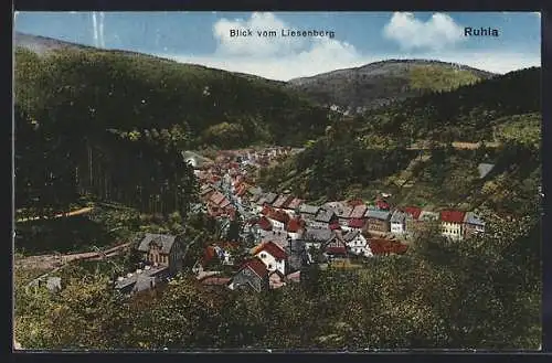 AK Ruhla, Blick vom Liesenberg auf den Ort