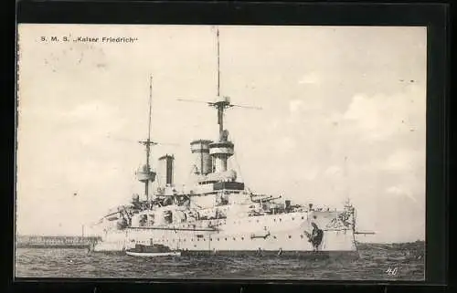 AK SMS Kaiser Friedrich auf dem Wasser