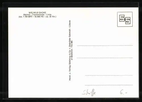 AK MS Nils Dacke, Malmö-Travemünde-Linie