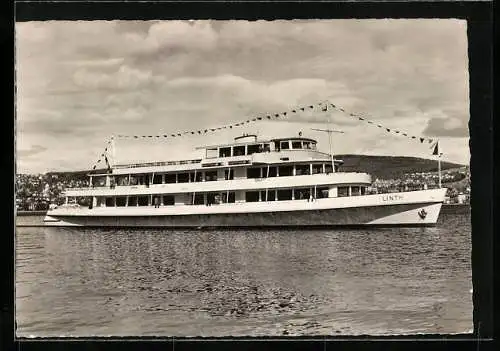 AK Dampfer MS Linth auf dem Zürichsee