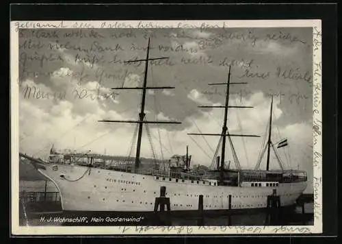 AK Segelschiff Hein Godenwind liegt vor Anker