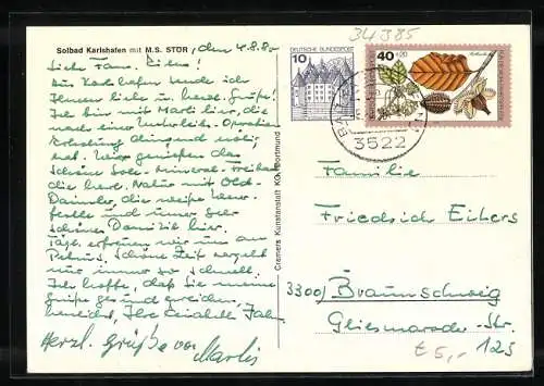 AK Karlshafen, Ortsansicht mit MS Stör