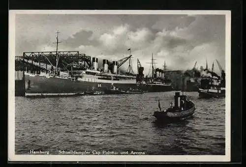 AK Hamburg, Schnelldampfer Cap Polonia und Arcona im Hafen