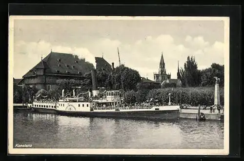 AK Konstanz, Bodensee-Dampfer Stadt Meersburg im Hafen