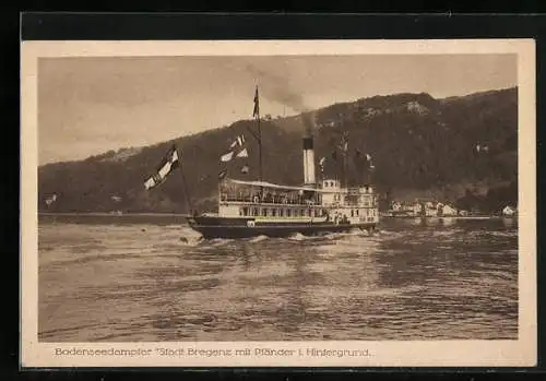 AK Bodensee, Bodenseedampfer Stadt Bregenz mit Pfänder im Hintergrund