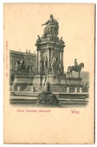 Relief-AK Wien, Blick aufs Maria Theresien-Monument