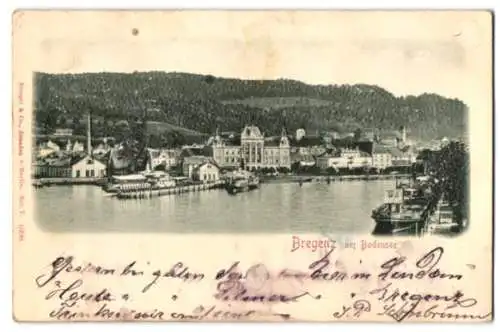 Relief-AK Bregenz am Bodensee, Ortsansicht aus der Vogelschau