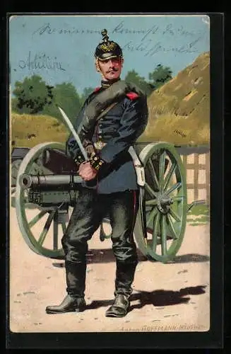 Künstler-AK Anton Hoffmann - München: Soldat in Uniform eines Artillerie-Regimentes