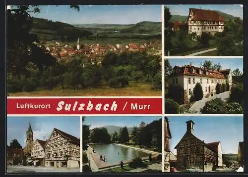 AK Sulzbach /Murr, Freibad, Platz mit Kirche, Gesamtansicht