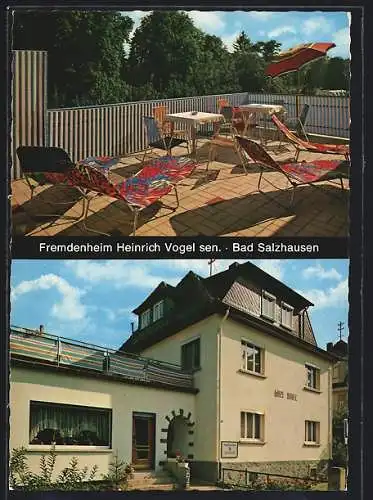 AK Bad Salzhausen / Oberhessen, Ferienheim Heinrich Vogel sen. mit Terrasse