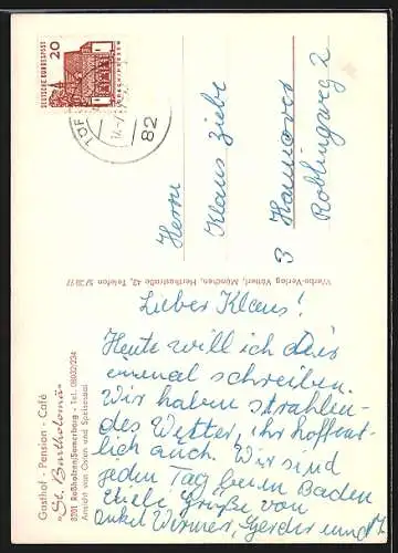 AK Rossholzen /Samerberg, Gasthof-Pension St. Bartholomä, Ansicht von Osten, Speisesaal