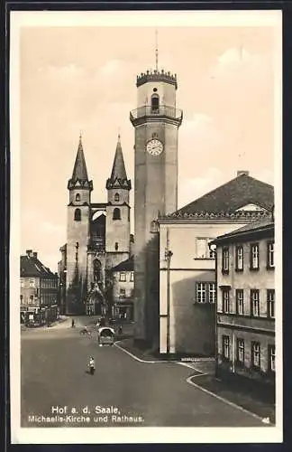 AK Hof / Saale, Michaelis-Kirche & Rathaus