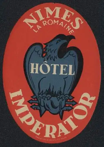 Kofferaufkleber Nimes, La Romaine, Das Hotel Imperator, Adlerlogo