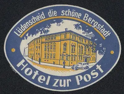 Kofferaufkleber Lüdenscheid, Das Hotel zur Post