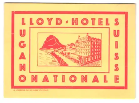 Kofferaufkleber Lugano, Lloyd-Hotel National am See