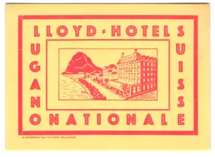 Kofferaufkleber Lugano, Lloyd-Hotel National