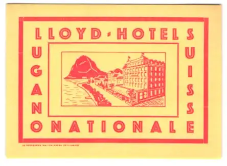 Kofferaufkleber Lugano, Das Lloyd-Hotel National