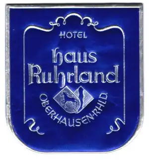 Kofferaufkleber Oberhausen /Rhld., Das Hotel Haus Ruhrland, Wappen