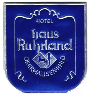 Kofferaufkleber Oberhausen, Hotel Haus Ruhrland