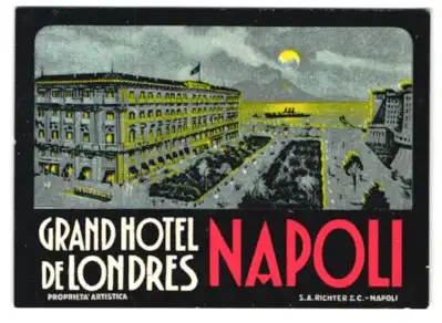 Kofferaufkleber Napoli, Grand Hotel de Londres