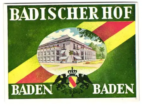 Kofferaufkleber Baden-Baden, Hotel Badischer Hof