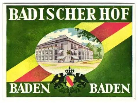 Kofferaufkleber Baden-Baden, Hotel Badischer Hof