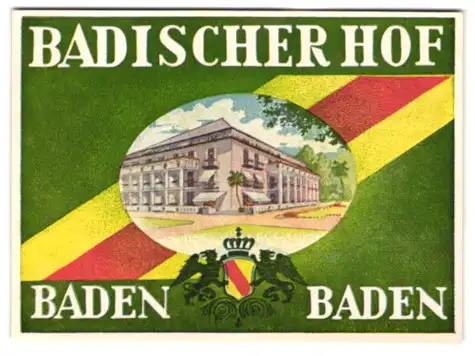 Kofferaufkleber Baden-Baden, Hotel Badischer Hof