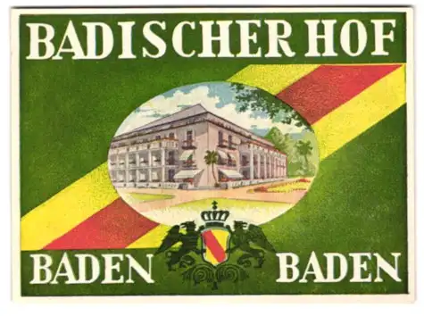 Kofferaufkleber Baden-Baden, Das Hotel Badischer Hof, Wappen