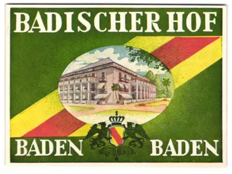 Kofferaufkleber Baden-Baden, Das Hotel Badischer Hof, Wappen