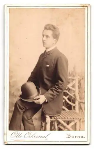 Fotografie Otto Ochernal, Borna i. S., Lobstädterstr., Waldszene mit Vögeln, Portrait eines jungen Mannes