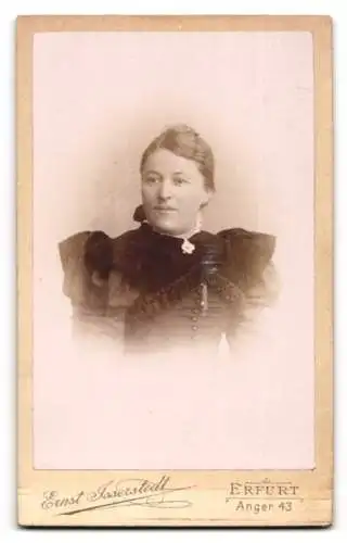 Fotografie Ernst Isserstedt, Erfurt, Anger 43, Künstlerpalette und -pinsel, Monogramm, Portrait bürgerlicher Frau