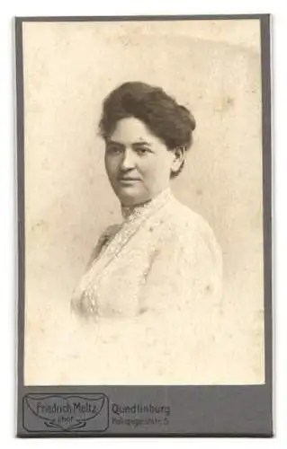 Fotografie Friedrich Meltz, Quedlinburg, Heiligegeiststrasse 5, Jugendstil-Design, Portrait einer bürgerlichen Frau