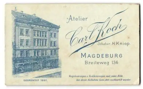 Fotografie Carl Koch, Magdeburg, Breiteweg 134, Ansicht Magdeburg, Das Geschäftshaus des Fotografen