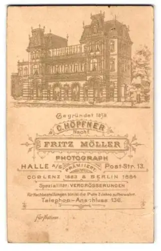 Fotografie Fritz Möller, Halle a. S., Post-Str. 13, Ansicht Halle a. S., Geschäftshaus des Fotografen