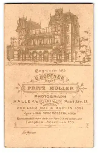 Fotografie Fritz Möller, Halle a. S., Post-Str. 13, Ansicht Halle a. S., Geschäftshaus des Fotografen