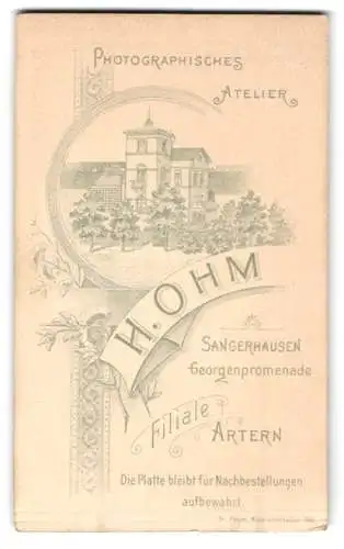 Fotografie H. Ohm, Sangerhausen, Georgenpromenade, Ansicht Sangerhausen, Das Geschäftshaus des Fotografen