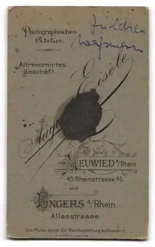 Fotografie August Eisele, Neuwied am Rhein, Rheinstrasse 45, Porträt einer jungen Frau