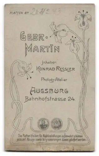 Fotografie Gebr. Martin, Augsburg, Bahnhofstr. 24, Porträt eines eleganten jungen Mannes