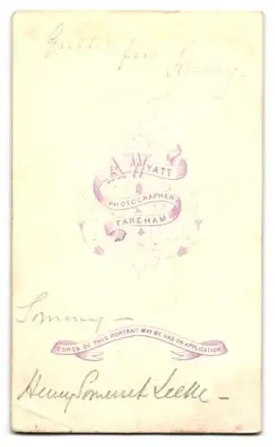 Fotografie A. Wyatt, Fareham, Porträt eines jungen Mannes