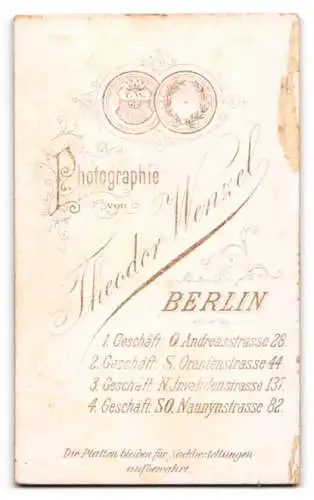 Fotografie Theodor Wenzel, Berlin, Oranien-Str. 44, Portrait eines jungen Mannes