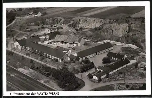 Fotografie unbekannter Fotograf, Ansicht Aachen, Fabrikgebäude Maytex Werke, Fliegeraufnahme