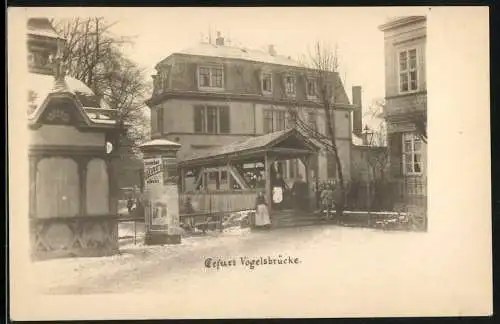 Fotografie H. Göckler, Erfurt, Ansicht Erfurt, Vogelsbrücke & Litfasssäule im Winter