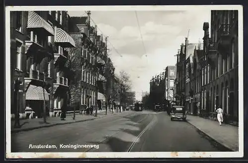 AK Amsterdam, Koninginnenweg, Strassenbahn